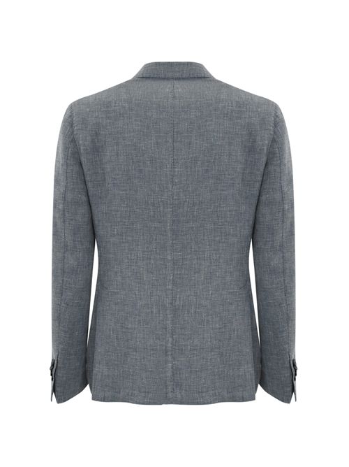 Giacca doppiopetto in lana e lino blu melange L.B.M. 1911 | 55049 28856